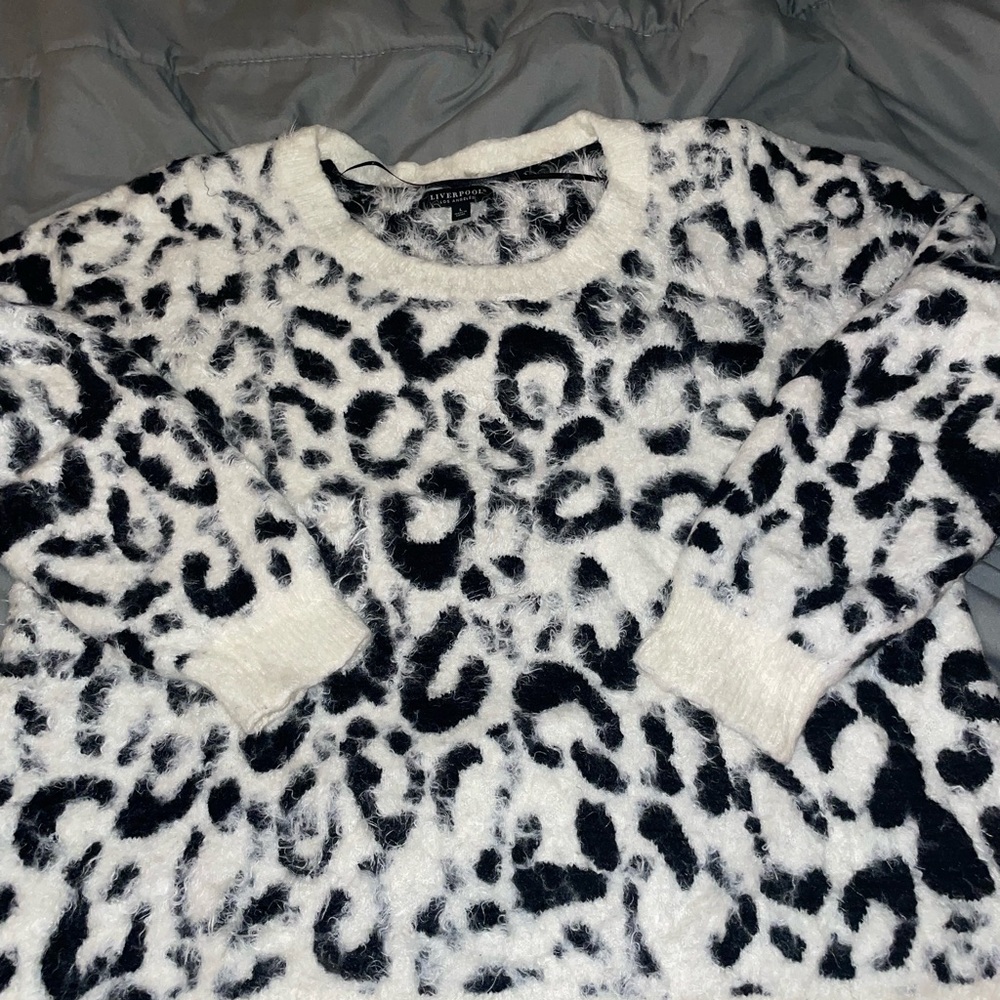 Leopard Print Black and White Sweater
